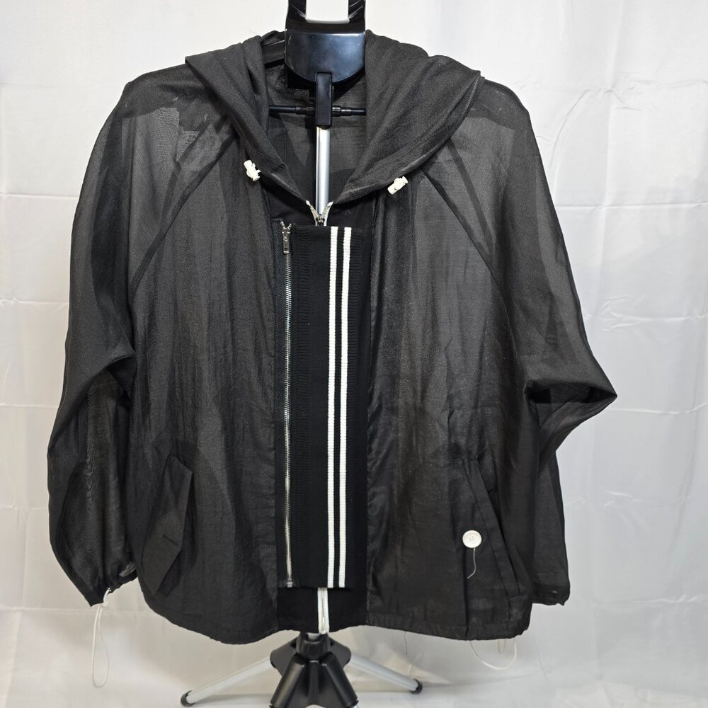 Fashion Nova Sheer Zip up thin Jacket (L) Black